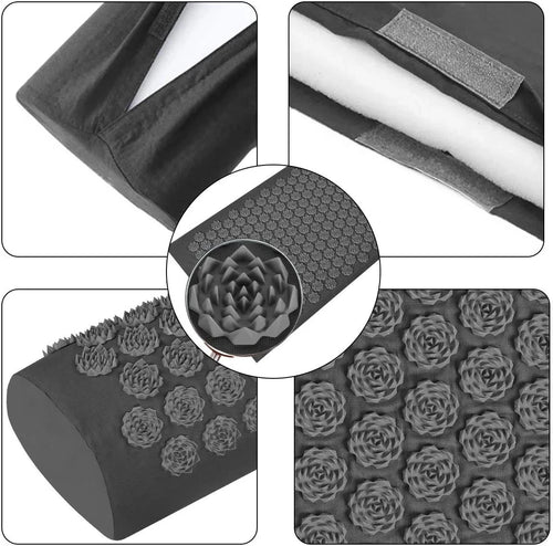GlowVibe Relief acupressure mat and bolster pillow product views