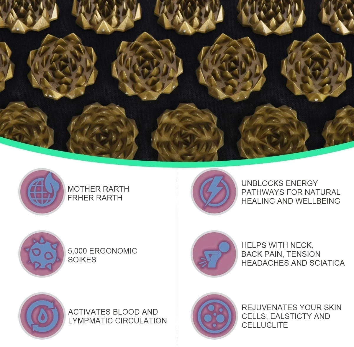 GlowVibe Relief acupressure mat benefits and spike detail
